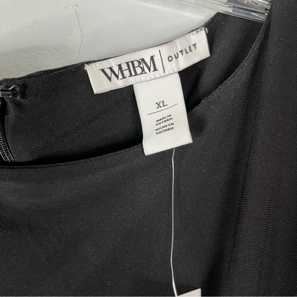 WHBM Dress Women’s XL Black Sleeveless Side Ruched Sheath LBD Lined Stretch - Picture 12 of 13
